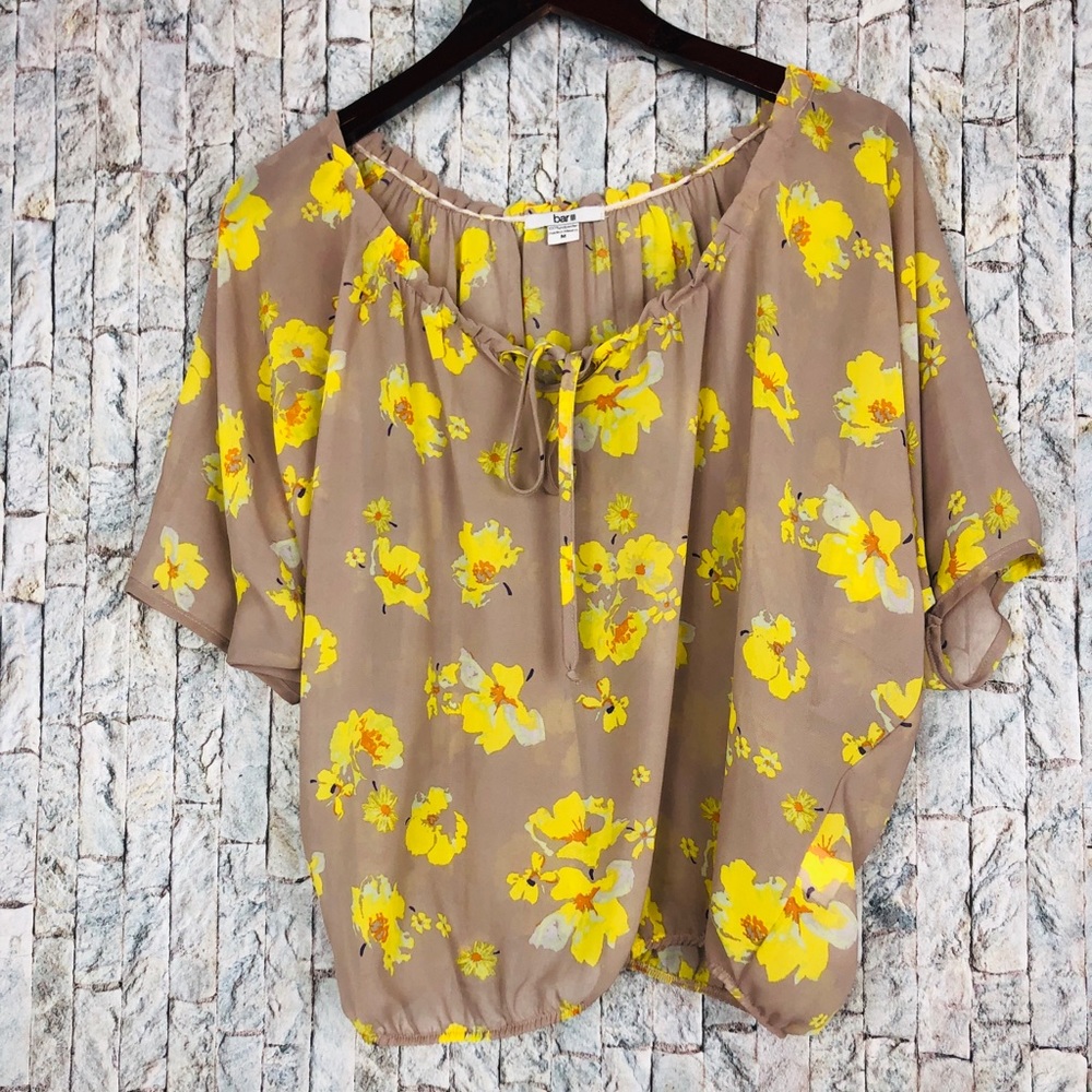Bar III Floral Flowy Peasant Top